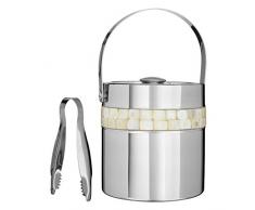 Premier Housewares Seau à Glace avec Incrustation en Nacre Motif, Argent