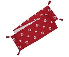 Ragged Rose de Noël Chemin de Table, Coton, Rouge, 230 x 30 x 1 cm