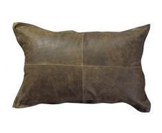 Jute & co Coussin en véritable Cuir, 35 x 58 cm, Marron