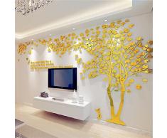 Mondial-Fete - Arbre dÃ©co 3D Miroir Acrylique dorÃ© adhÃ©sif (200 x 400 cm)