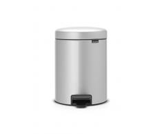 Brabantia 112904 Poubelle à Pédale Newicon avec Seau en Plastique, 5 L - Gris Métallique