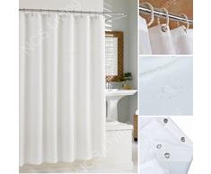 KAV Rideau de Douche en Tissu imperméable avec Crochets Taille XL 210 x 180 cm Blanc 210 x 180 cm