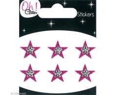 Oh ! Glitter Stickers Ã©toiles glitter, Autre, Fuchsia, 6.5 x 8 x 0.2 cm