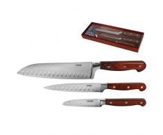 Home Couteaux Sushi, 34, 24 et 19 cm, Pack de 3 pièces Assorties, Acier Inoxydable, Bois