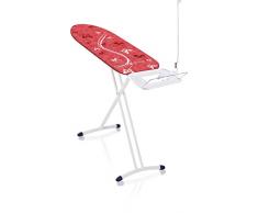 Leifheit Table à repasser Air Board Express L Solid, planche à repasser pliante 130 x 38 cm, table repassage rouge avec support pour centrale vapeur