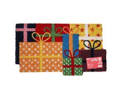 JVL Festive en Forme de Cadeaux de NoÃ«l en Latex en Fibre de Coco Paillasson 40Â x 70Â cm, Multicolore
