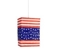 Mathias 3182834 Suspension Papier Carre Star D20 H29, E27, 60.03 W, bleu blanc rouge