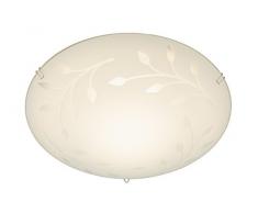 Briloner Leuchten 3285-016 plafonnier, Spots, Lampe Salon, Applique LED, Verre avec Decor Florale, Métal, 12 W, Blanc, 30 x 30 x 11 cm