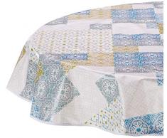 CALITEX Nappe Toile CirÃ©e Mirano Bleu (Ronde 140 cm)
