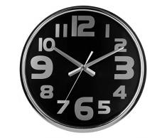 Premier Housewares 2200604 Horloge Murale en Acier Inoxydable et Visage en Noir