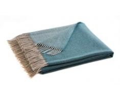 Blanc des Vosges Katmandou Plaid Laine Bleu paon 170 x 130 cm
