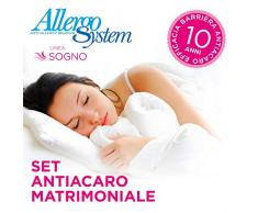 Allergosystem Parure de lit Anti-acariens composée dun Drap Housse avec Fermeture éclair pour lit Double, 170 x 200 x 20 cm et 2 taies doreiller, 50 x 80 cm, Polyester