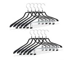 Relaxdays Cintres pour costumes revÃªtement antidÃ©rapant mÃ©tal 42 cm lot de 10, noir