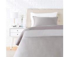 AmazonBasics Parure de lit avec housse de couette en satin, 135 x 200 cm / 50 x 80 cm x 1, Gris foncÃ©