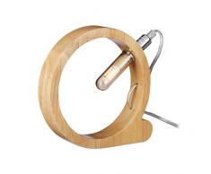 Relaxdays Lampe de Table Forme Géométrique Original 21 x 21 x 4 cm Prise LED Lampe Design Décorative E14, Nature