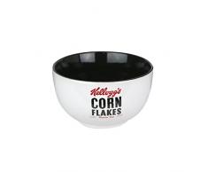 KELLOGGS KG30551 Bol CÃ©rÃ©ales Corn Flakes, CÃ©ramique, Blanc-Noir, 14 x 14 x 8 cm