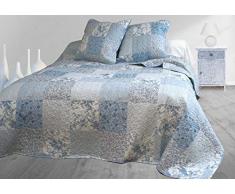 Le linge de Jules Couvre-lit boutis + 2 taies 2 Personnes - 230x250 Patchwork Bleu