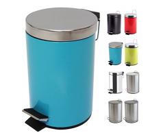 MSV 100211 Poubelle à pédale 5 litres en Bleu, Métal, 21x21x28 cm