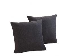 Gözze Lot de 2 Housse de Coussin, Dallas, Polyester, Anthracite, 50 x 50 cm