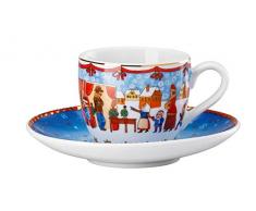 Hutschenreuther 02476-727312-14715 Lot de 2 tasses à expresso en porcelaine Motif marché de Noël 0,08 l 12 cm