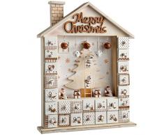 WeRChristmas Calendrier de lavent Maison en Bois, 37 cm â Beige Naturel