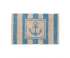Relaxdays Mini Paillasson enfants avec motifs ancre tapis entrée pour les petits fibres de coco tapis de sol chambre enfant tapis antidérapant caoutchouc 1,5 x 40 x 25 cm, ancre