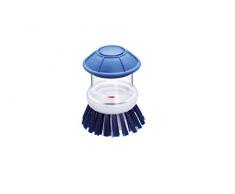 Kitchen Craft KCDISHBRUSH Distributeur de Savon, Verre/Plastique, Bleu/Transparent, 9 x 12 x 16 cm