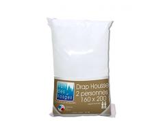 Nuit des Vosges 2094435 Cotoval Drap Housse Uni Coton Blanc 160 x 200 cm