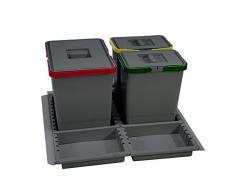 ELLETIPI Metropolis ptc28 06050 4 F C10 PPV Poubelle de tri sélectif de tiroir, Gris, 51 x 46 x 28 cm