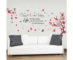 Walplus - Grand Autocollant Mural Fleurs Cerisier Papillon / Citation Dance Rain