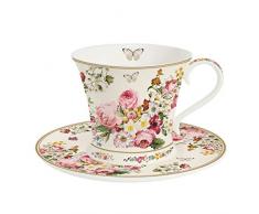 JD Diffusion 1354BLOC Blooming Coffret de Tasse ThÃ© + Soucoupe Blanc