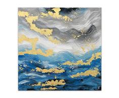 World Art Mer Abstraite Peintures sur châssis décoratif Multicolore, 100 x 100 x 3, 5cm