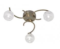 Oaks Lighting 2325/AB Korra 3 Lustre finition laiton Antique avec abat-jours en verre satiné et Design