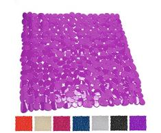 MSV Tapis de Douche PVC Galets-53x53 cm-Fuchsia, 100%
