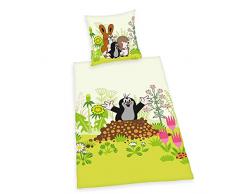 Herding LA PETITE TAUPE Parure de Lit, Réversible, Housse de Couette 135 x 200 cm, Taie dOreiller 80 x 80 cm, Coton/Renforcé