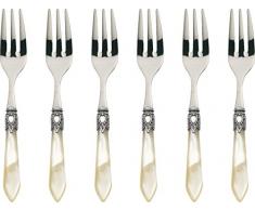 BUGATTI OXBAM-N3217 Oxford MÃ©nagÃ¨re de 6 PiÃ¨ces Fourchette Ã GÃ¢teau Acier/ABS Ivoire 21 x 18 x 3 cm