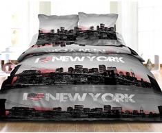Housse de Couette 220x240 + 2 taies Pur Coton 57 Fils New York