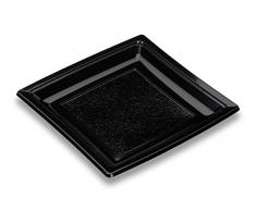 GUILLIN - QUADRIPACK AC185N SACHET DE 50 Assiette Carrée Réutilisable, Polystyrène, Noir, 18,4 x 18,4 x 1,8 cm