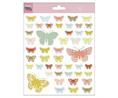 NOUVELLES IMAGES 75007865 Papillons Ensemble DE 47 Mini Stickers Finition Matière PVC Transparent Multicolore 14.49 x 7.5 x 0.1 cm