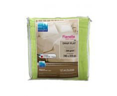 Nuit des Vosges 2073720 Caen Drap Plat Flanelle Unie/Coton Vert Pomme 240 x 310 cm