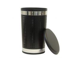 Kela 21818 panier à linge en métal, avec coussin de siège en simili-cuir, noir, Sevilla