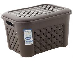 Tontarelli Arianna Panier à Linge avec Couvercle,Plastique, Marron, 24 litres