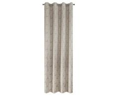 eurof irany Rideau Ã Oeillets avec Sobre Blanc Feuilles, Polyester, Beige/Blanc, 250Â x 135Â x 1Â cm