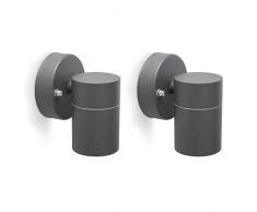 Smartwares Lot de 2 appliques murales dextÃ©rieur en acier inoxydable Gris