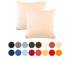 aqua-textil Classic Line Housse de Coussin Lot de 2 Fermeture Ãclair Coton 80 x 80 cm Ã©crue