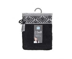 douceur dintÃ©rieur 2 gants de toilette 15x21 cm eponge jacquard goldy noir/argent