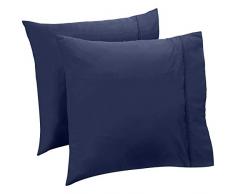 AmazonBasics Taie(s) doreiller 400 fils, Lot de 2, 65 x 65 cm - Bleu marine