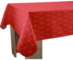 Le linge de Jules Nappe Anti-Taches Geo Rouge - Taille : Rectangle 150x300 cm