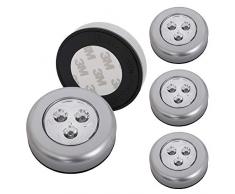 Briloner Leuchten 2633-054 Lot de 5 spots LED autocollants - éclairage sans fil pour meubles - placards etc. - à piles - fonction on/off par pression - à 6.8 cm