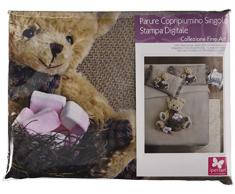 Ipersan 1 Personne Parure Housse de Couette imprimÃ© Funny Bear Couleur Beige/Marron/Rose 155x240cm
